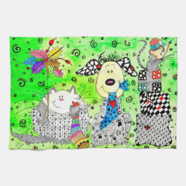 おもしろいクリスマス犬、猫、マウスのキッチンタオル キッチンタオル