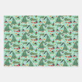 おもしろいクリスマス猫とストッキング ラッピングペーパーシート (正面2)