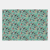 おもしろいクリスマス猫とストッキング ラッピングペーパーシート (正面)