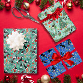 おもしろいクリスマス猫とストッキング ラッピングペーパーシート