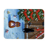 おもしろいクリスマス猫とネズミ創作 マグネット (横)