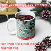 おもしろいクリスマス猫のストッキングパーソナライズされた コーヒーマグカップ