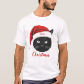 おもしろいクリスマス猫の昇華 Tシャツ (正面)
