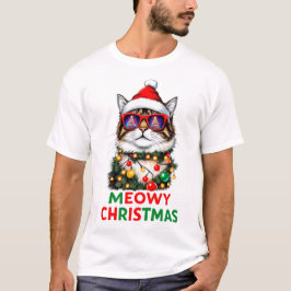 おもしろいクリスマス猫の昇華 Tシャツ