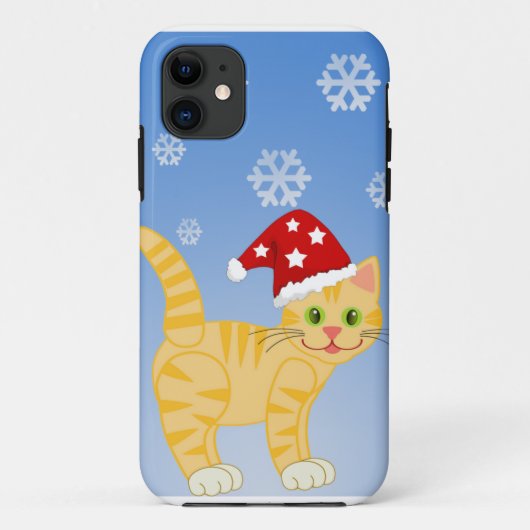 おもしろいクリスマス猫の黄色い雪 Case-Mate iPhoneケース (裏面)