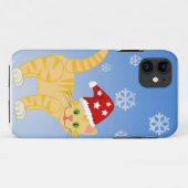 おもしろいクリスマス猫の黄色い雪 Case-Mate iPhoneケース (裏面(横))