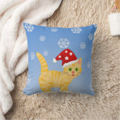 おもしろいクリスマス猫イエロースノーフレーク装飾用クッション クッション (ブランケット)