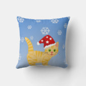 おもしろいクリスマス猫イエロースノーフレーク装飾用クッション クッション (裏面)