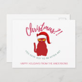 おもしろいクリスマス猫イラストレーション ポストカード (正面/裏面)