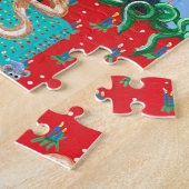 おもしろいクリスマス猫ブラックタキシードカッコウ時計 ジグソーパズル (側面)