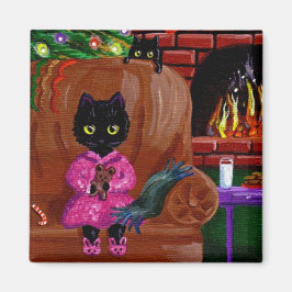 おもしろいクリスマス猫プレゼント制作 マグネット