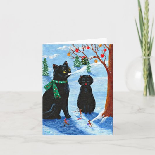 おもしろいクリスマス猫マウス作成 シーズンカード (正面)