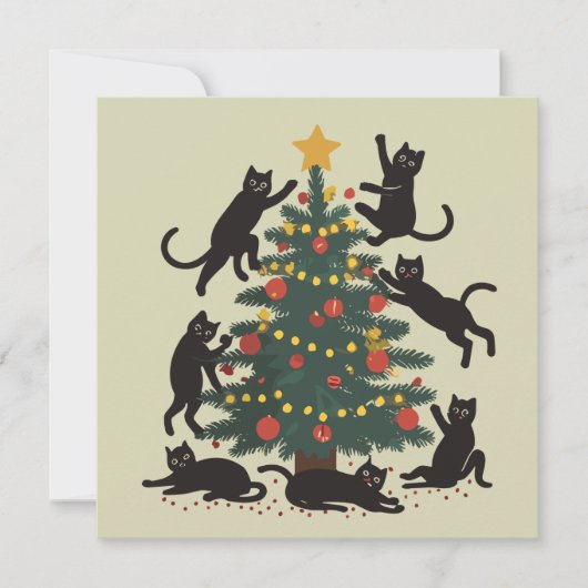 おもしろいクリスマス猫好きハッピーキャット年 シーズンカード (正面)