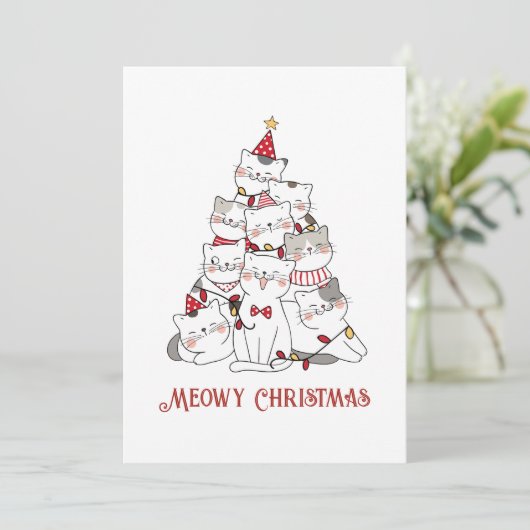おもしろいクリスマス猫猫好き シーズンカード (スタンド正面)