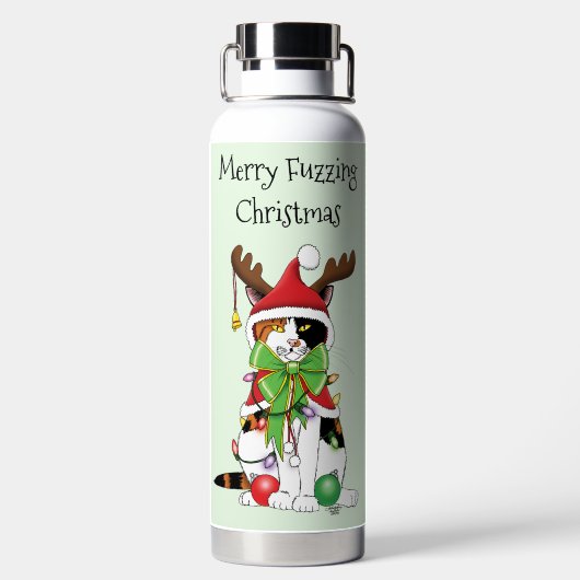 おもしろいクリスマス猫 ウォーターボトル (背面)