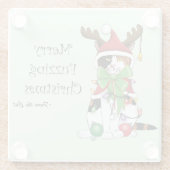 おもしろいクリスマス猫 ガラスコースター (裏面)