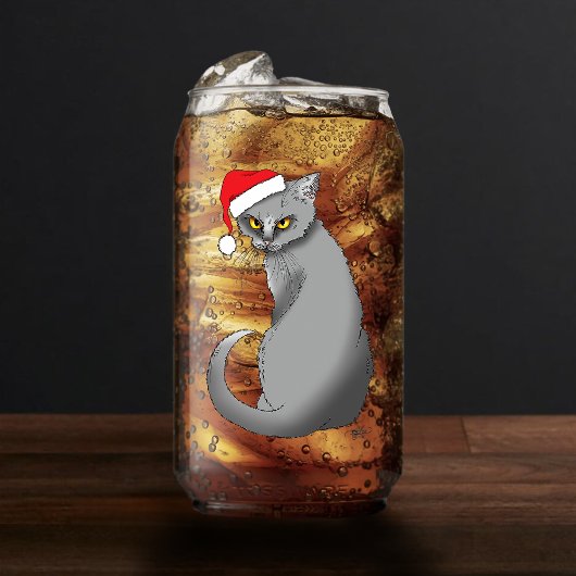 おもしろいクリスマス猫 ガラス缶