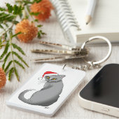 おもしろいクリスマス猫 キーホルダー (正面右)