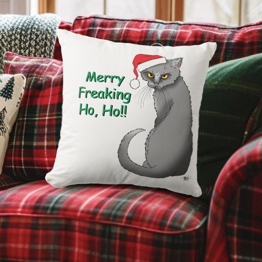 おもしろいクリスマス猫 クッション