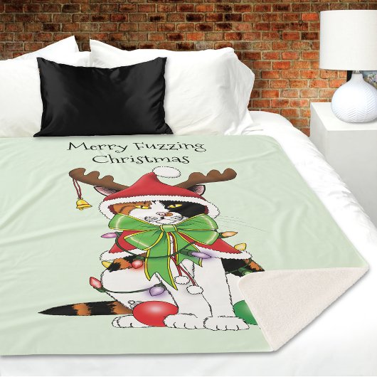 おもしろいクリスマス猫 シェルパブランケット