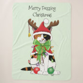 おもしろいクリスマス猫 シェルパブランケット (正面)