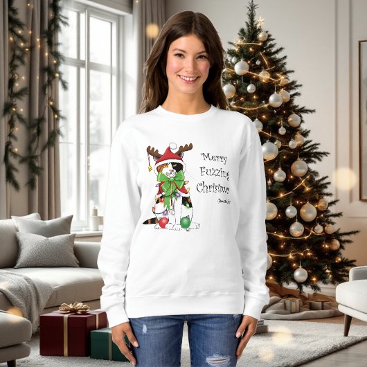 おもしろいクリスマス猫 スウェットシャツ