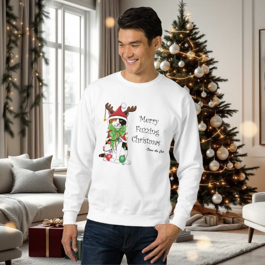 おもしろいクリスマス猫 スウェットシャツ