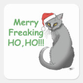 おもしろいクリスマス猫 スクエアシール (正面)