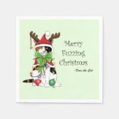 おもしろいクリスマス猫 スタンダードカクテルナプキン (正面)