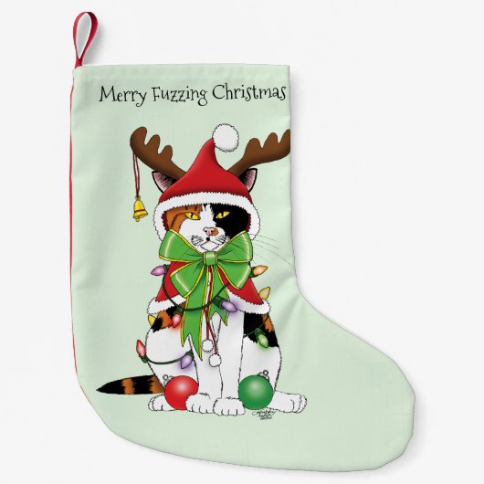 おもしろいクリスマス猫 スモールクリスマスストッキング (正面)