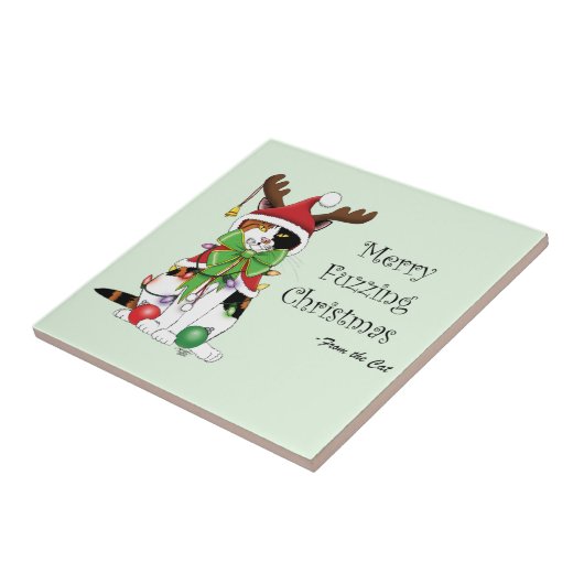 おもしろいクリスマス猫 タイル (側面)