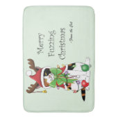 おもしろいクリスマス猫 バスマット (正面縦)