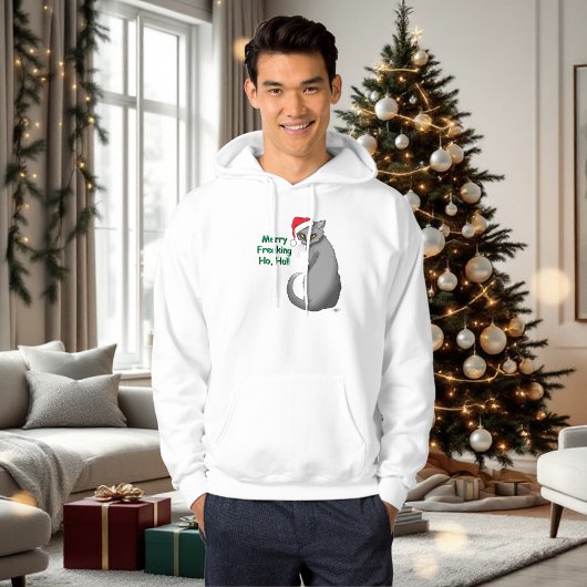おもしろいクリスマス猫 パーカ