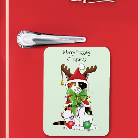 おもしろいクリスマス猫 マグネット