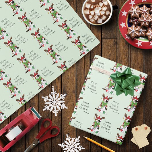 おもしろいクリスマス猫 ラッピングペーパー