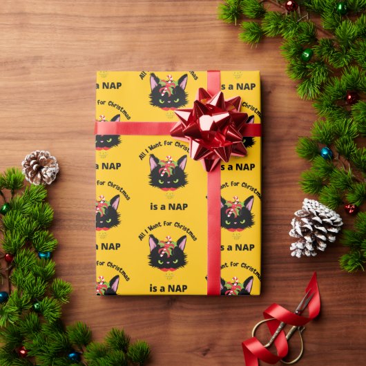 おもしろいクリスマス猫 ラッピングペーパー (クリスマスギフト)