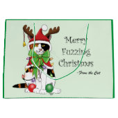 おもしろいクリスマス猫 ラージペーパーバッグ (正面)