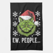 おもしろいクリスマス猫Ew人々Meowy猫好き キッチンタオル (縦)