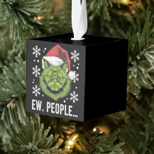 おもしろいクリスマス猫Ew人々Meowy猫好き キューブオーナメント (ツリー)