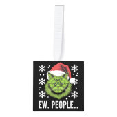 おもしろいクリスマス猫Ew人々Meowy猫好き キューブオーナメント (正面)