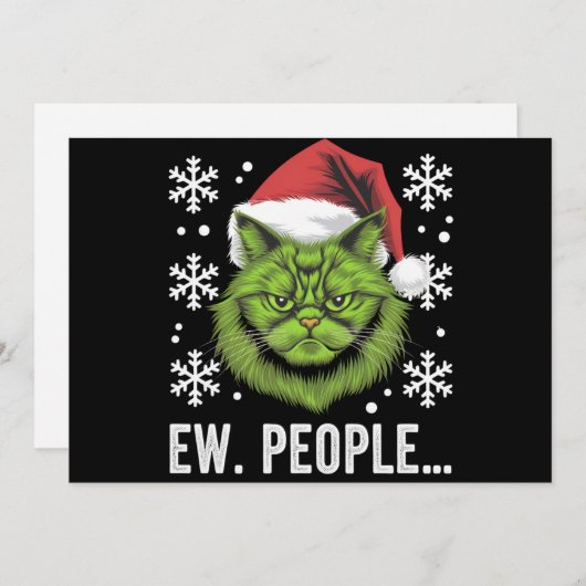 おもしろいクリスマス猫Ew人々Meowy猫好き シーズンカード (正面/裏面)