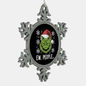 おもしろいクリスマス猫Ew人々Meowy猫好き スノーフレークピューターオーナメント (左)