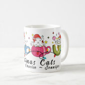 おもしろいクリスマス猫Iモノグラムのクリスマスパーティー コーヒーマグカップ (正面右)