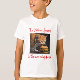 おもしろいクリスマス生姜食べ太キャットのバーガー Tシャツ