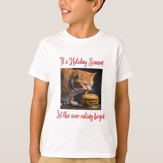 おもしろいクリスマス生姜食べ太キャットのバーガー Tシャツ (正面)