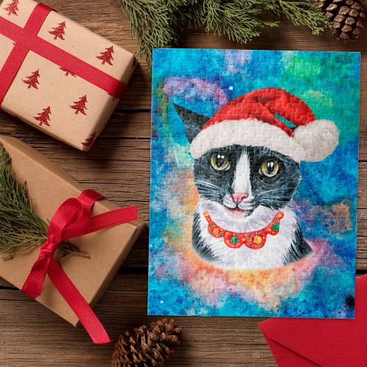 おもしろいクリスマス白黒猫クリスマス ジグソーパズル