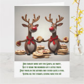 おもしろいクリスマス詩かわいいトナカイ カード (黄色い花)