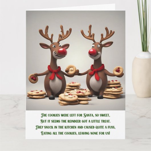 おもしろいクリスマス詩かわいいトナカイ カード (正面)