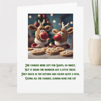 おもしろいクリスマス詩かわいいトナカイ カード