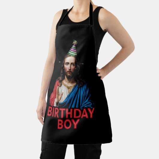 おもしろいクリスマス誕生日少年 エプロン (インサイチュ)